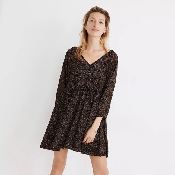 Madewell Crinkle Georgette V-Neck Babydoll Dress in Brushed Texture S - Picture 1 of 5